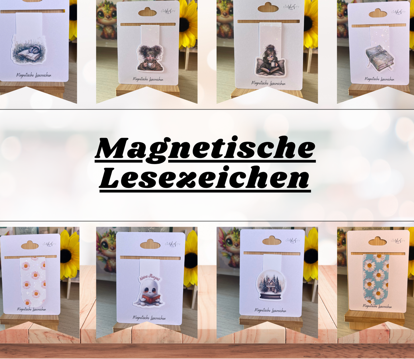Magnetisches Lesezeichen mit Motiv - Handgefertigt, Spruch & Design - Perfekt für Bücherwürmer