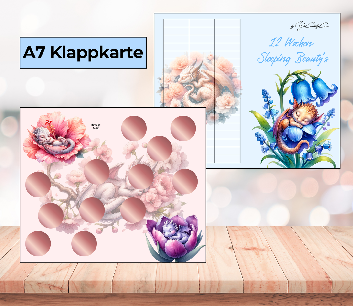 A7 2er-Klappkarte „12 Wochen Sleeping Beautys", Papier 250g
