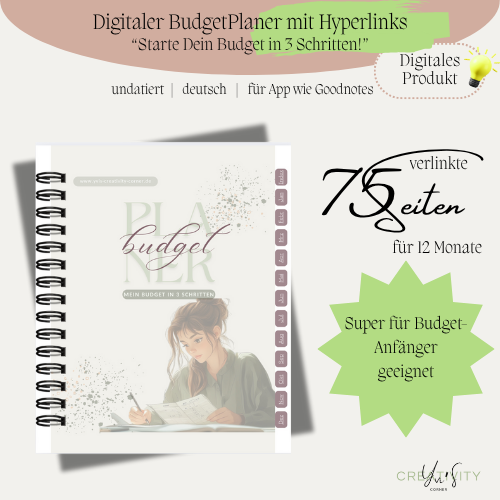 digitaler Budget Planer, undatiert, deutsch, GOODNOTES Planer, iPad Planer