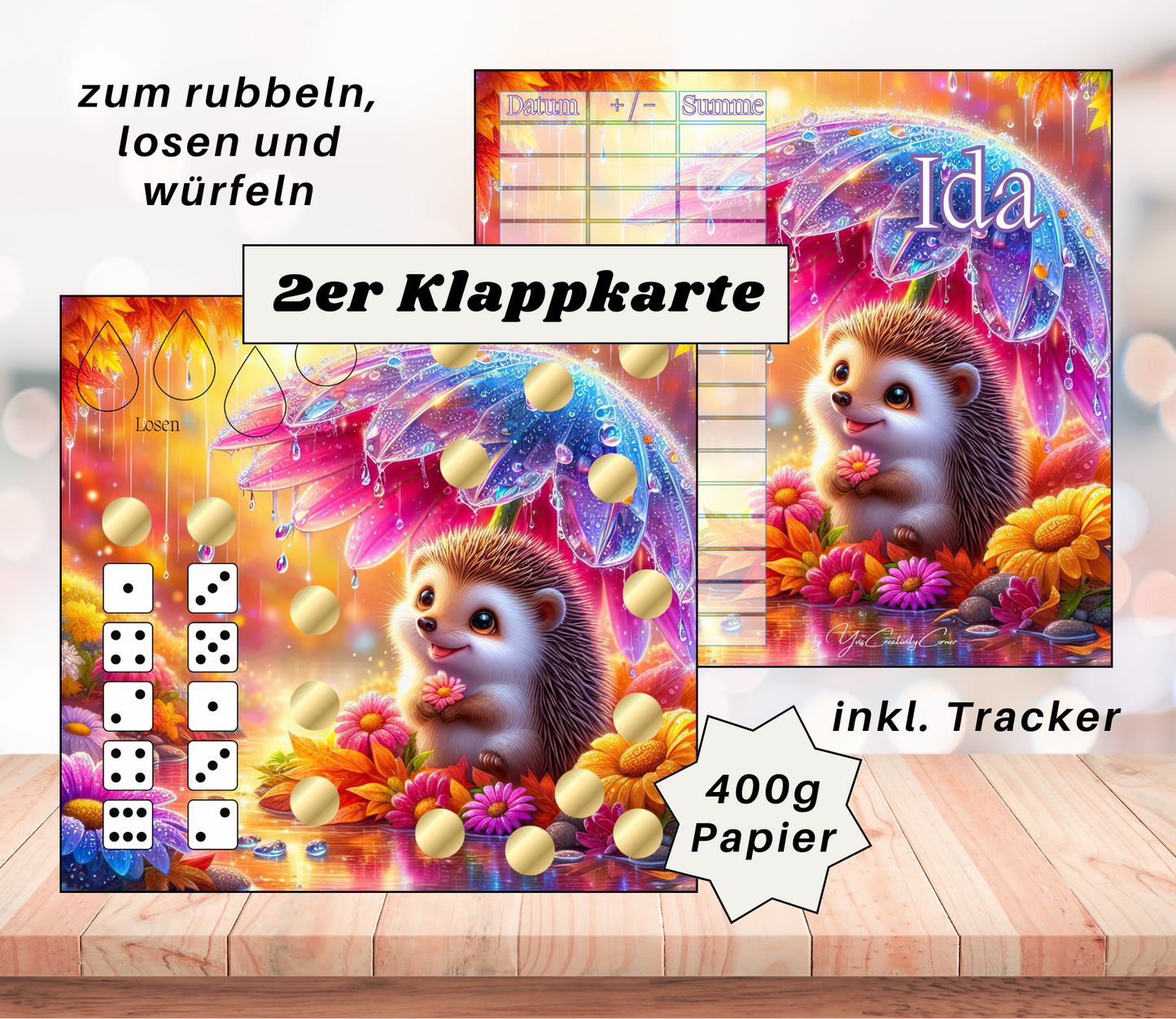 Sparchallenge "Ida" Zweier-Klappkarte, A6, 400g Papier