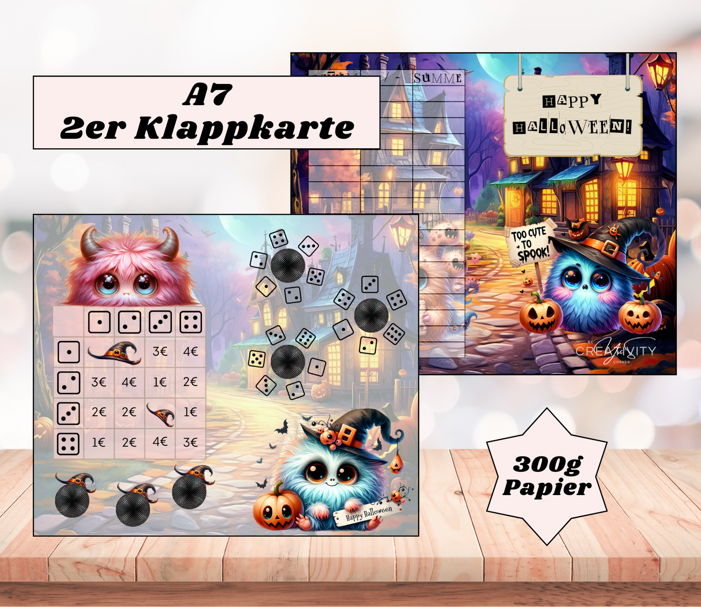 A7 2er-Klappkarte „Happy Halloween Monster"
