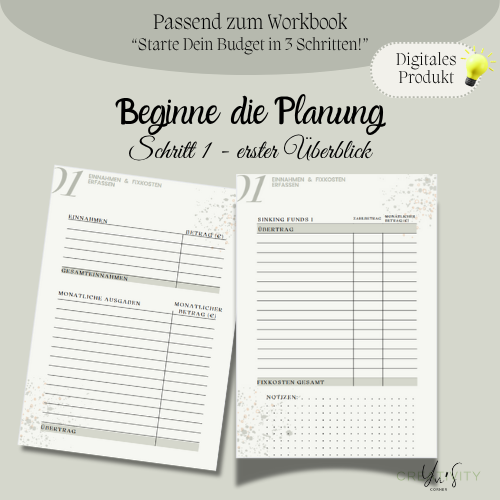 digitaler Budget Planer, zum selber drucken, undatiert, deutsch, A5