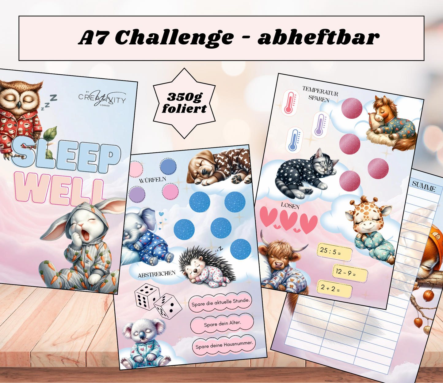 A7 Sparchallenge „Sleep Well", foliert, abheftbar