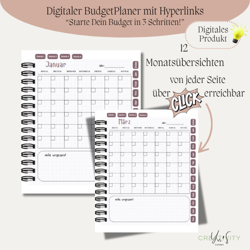 digitaler Budget Planer, undatiert, deutsch, GOODNOTES Planer, iPad Planer