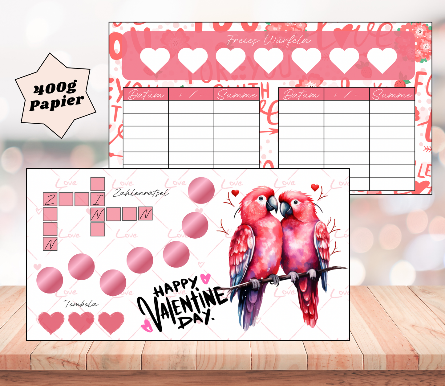 Sparchallenge „Valentine Day", A6, Papier 400g