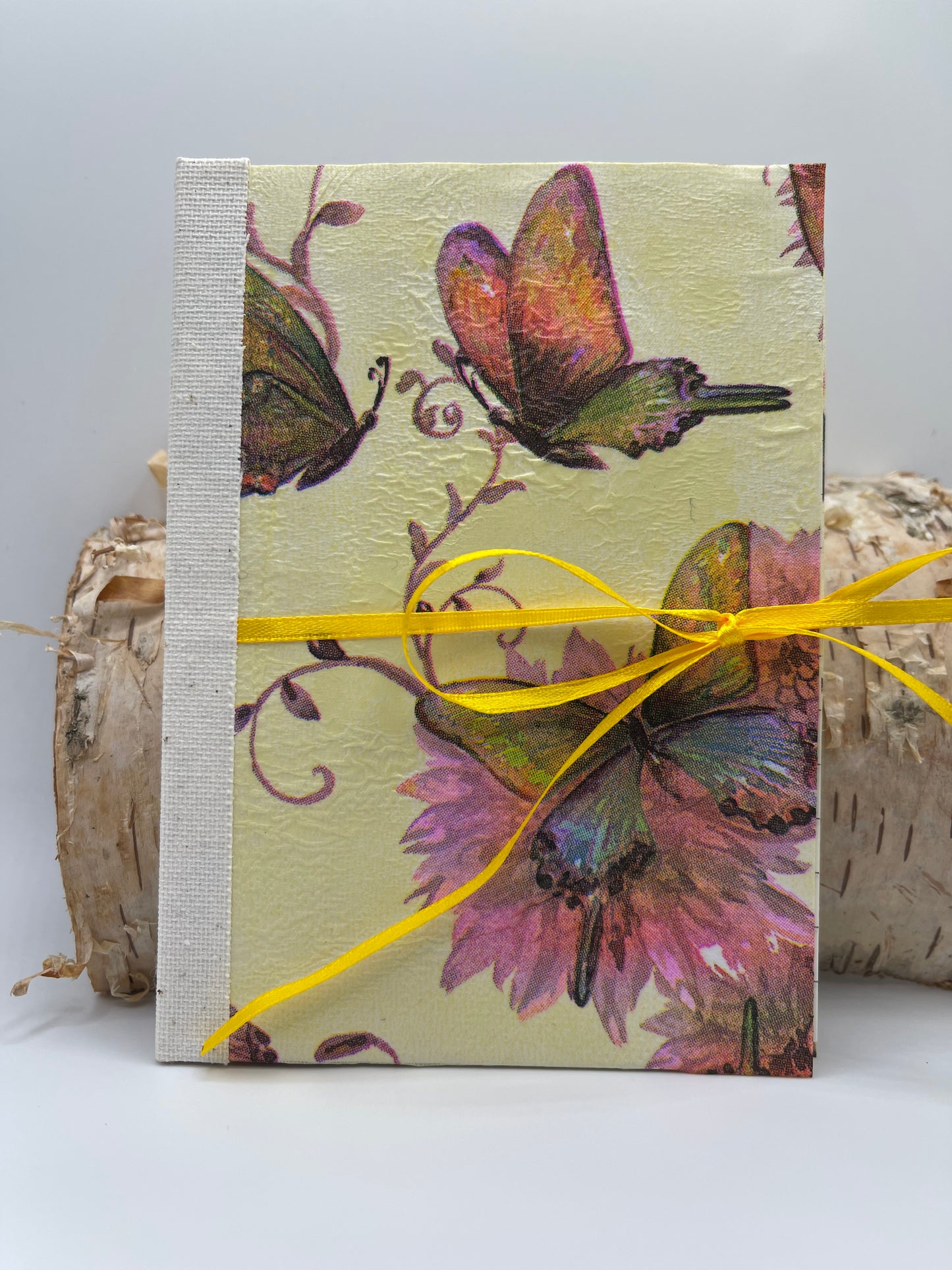 Handgefertigtes Notizbuch A6 | Haftnotizen liniert | Limitiertes Design "Schmetterling"