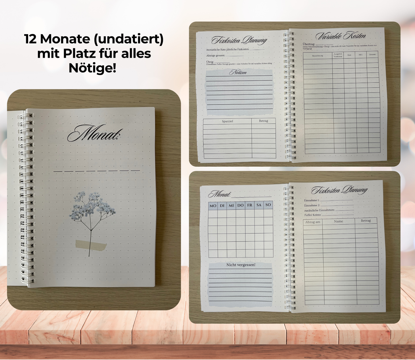 Budgetplaner undatiert „neutral“, A5, Spiralbindung