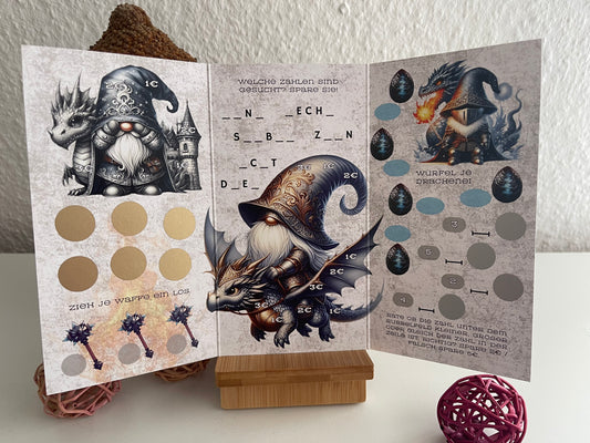 Sparchallenge "Land der Drachen" Triple-Klappkarte, A6, 400g Papier