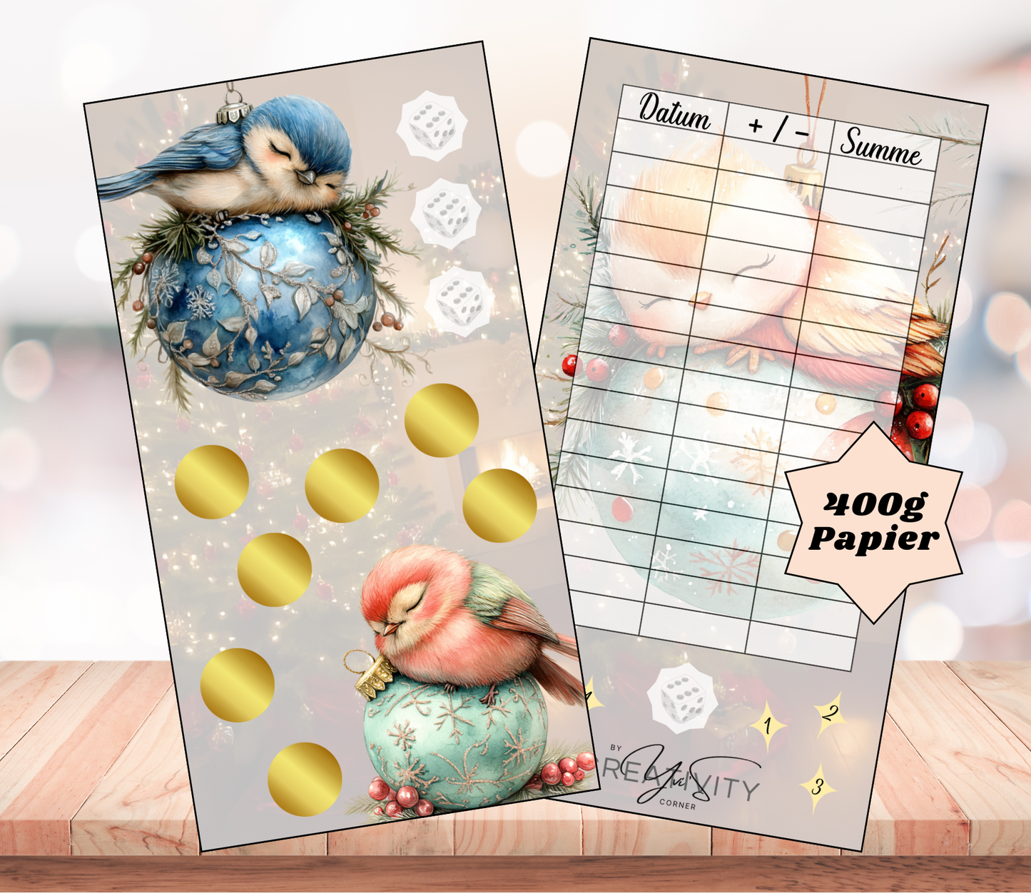 Sparchallenge „Christbaumkugel", A6, Papier 400g