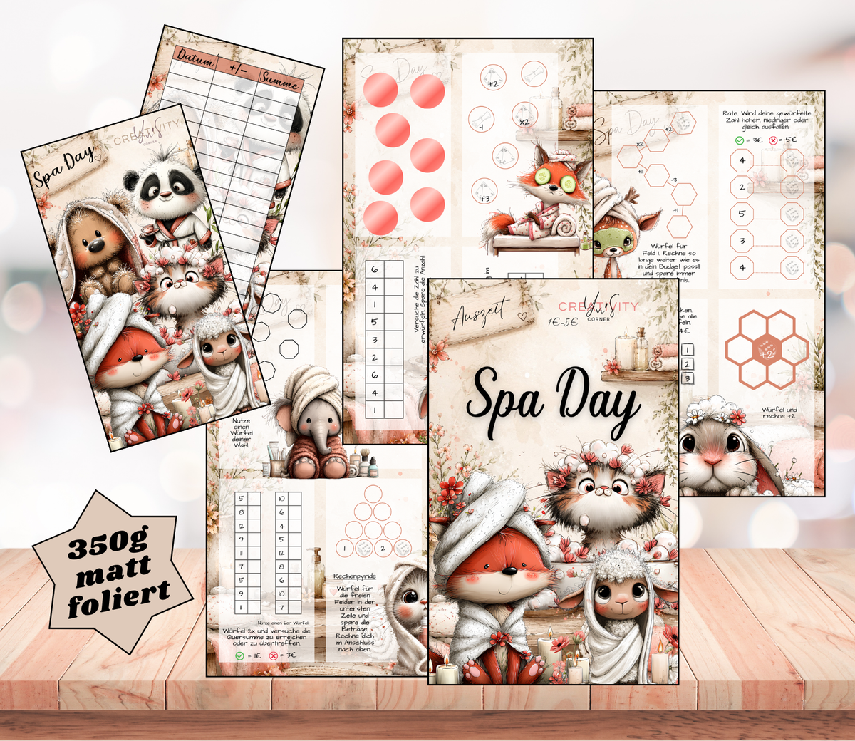 Sparchallenge-Set "Spa-Day", gelocht und matt foliert für A6, Papier 350g