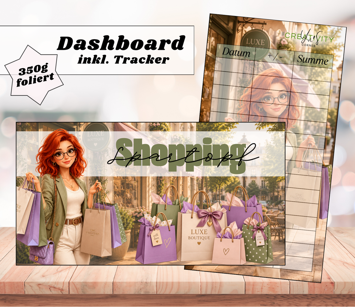 Dashboards Sparziel-Tracker A6 – matt foliert, abwischbar, 350g Papier