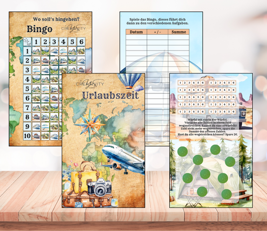 Sparchallenge-Set "Urlaubszeit", matt foliert für A6, Papier 350g