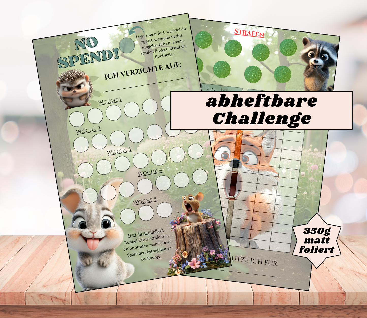 Sparchallenge "No Spend 2.0", A6, Papier 350g beschichtet zum Abheften