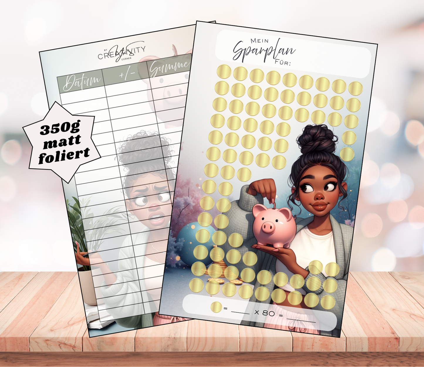 Sparchallenge "Sparplan - individualisierbar", A6, Papier 350g foliert