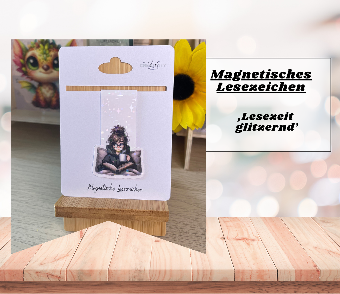 Magnetisches Lesezeichen mit Motiv - Handgefertigt, Spruch & Design - Perfekt für Bücherwürmer
