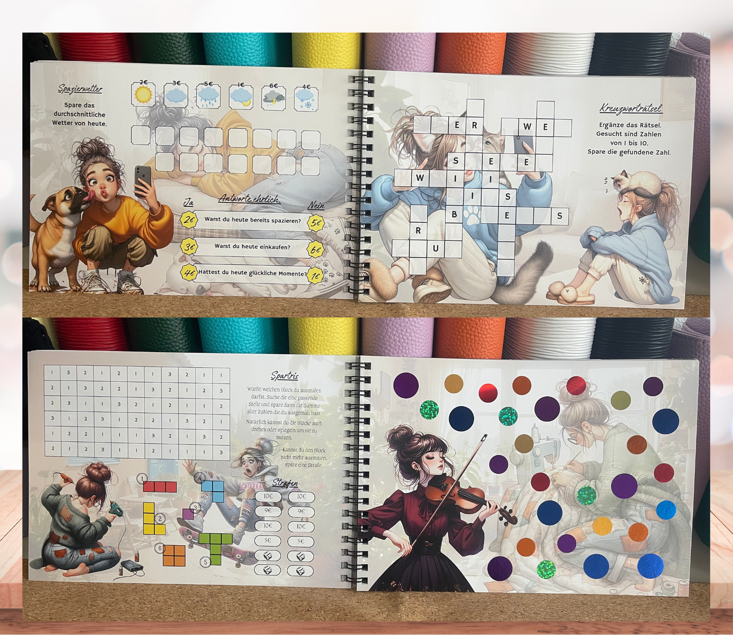 Sparbuch „All in one“ + Deckblatt, A5, Spiralbindung