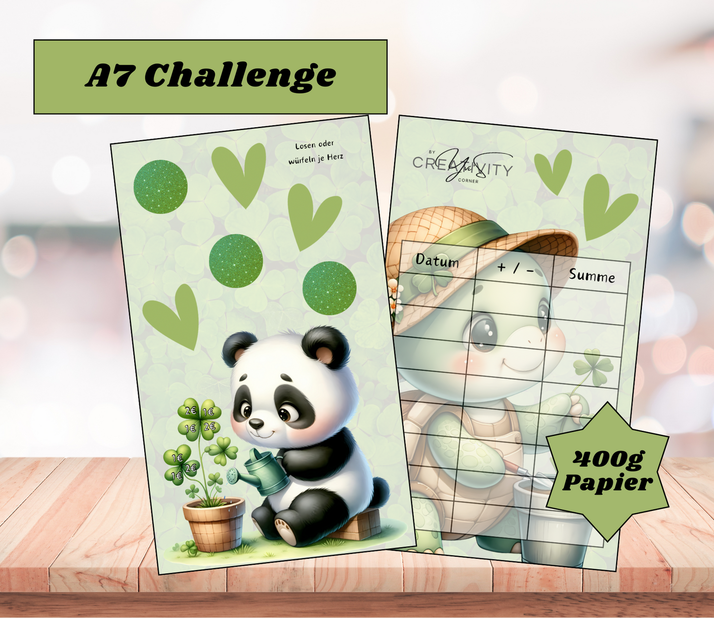 A7 Sparchallenge „little Panda", A6, Papier 400g