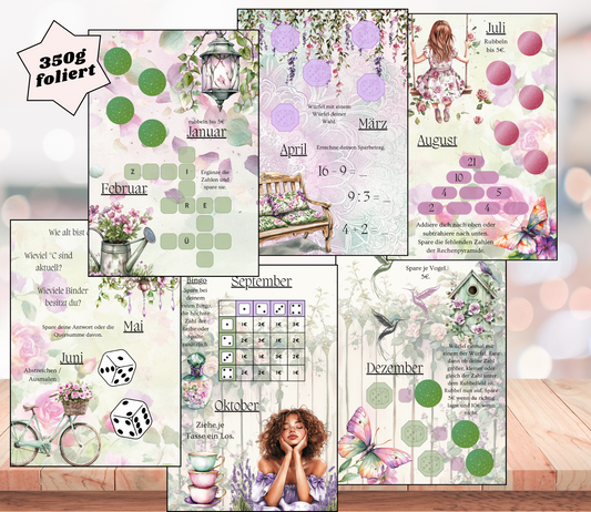 A7 Minijahreschallenge „Garden Flowers", foliert, abheftbar