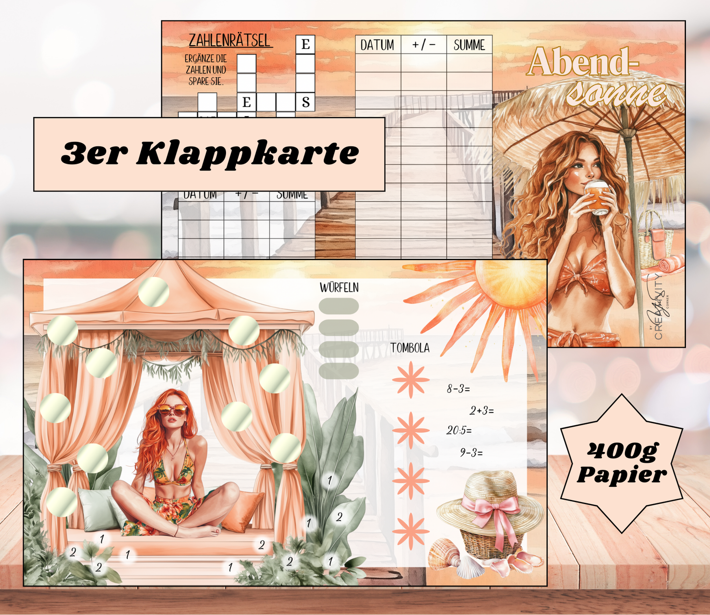 Sparchallenge "Abendsonne" Triple-Klappkarte, A6, 400g Papier