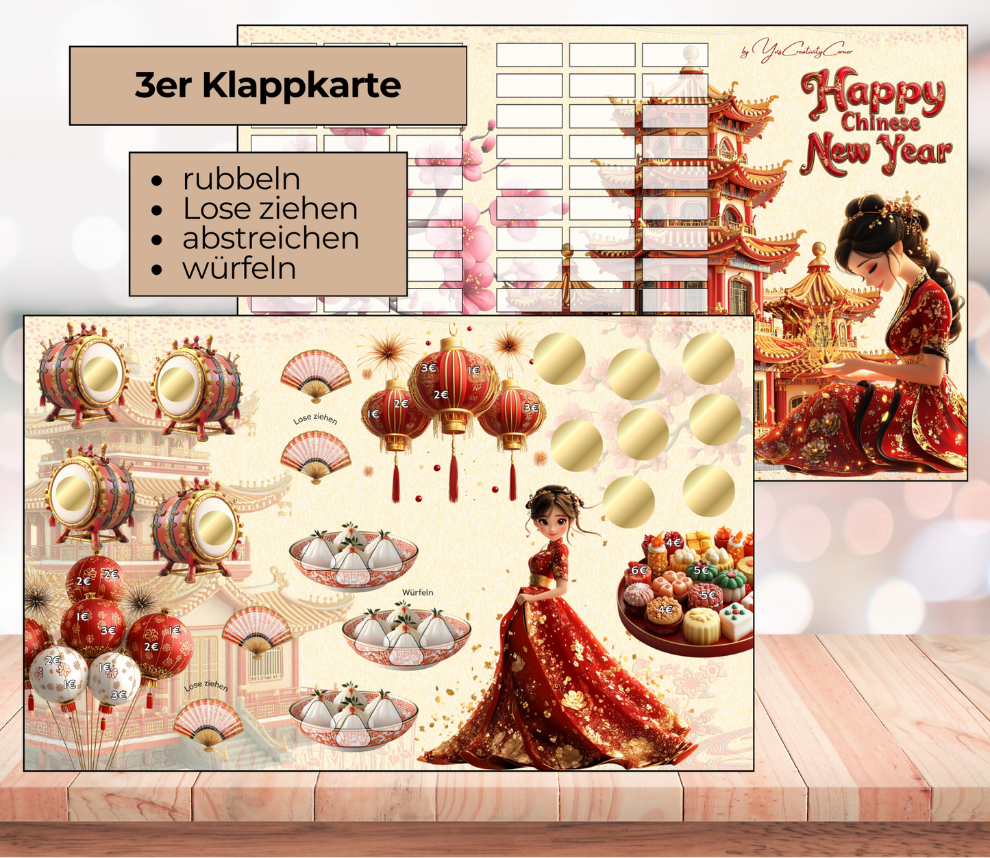 Sparchallenge "Chinese new Year" Triple-Klappkarte, A6