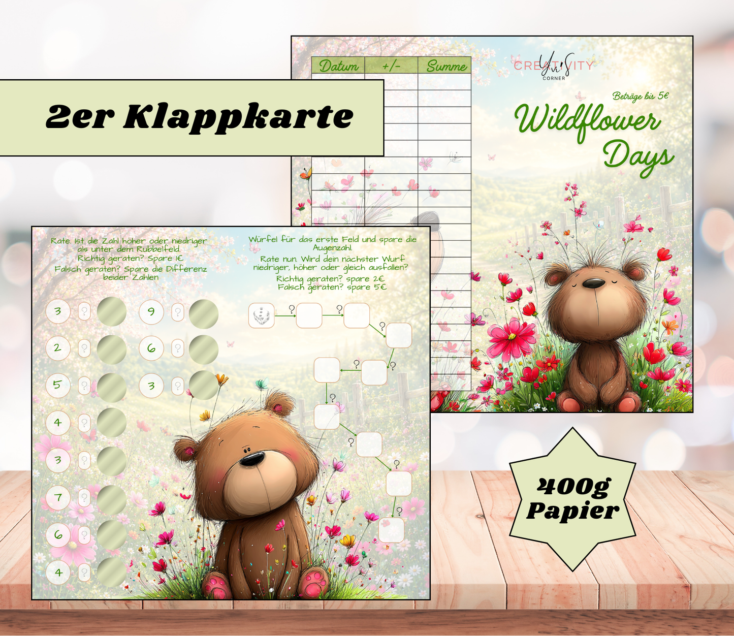 Sparchallenge „Wildflower Days" Zweier-Klappkarte, A6, 400g Papier
