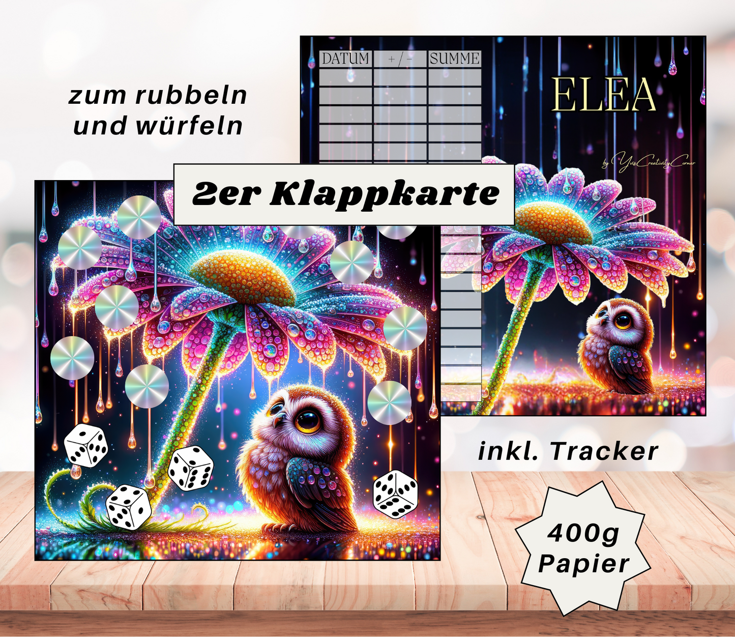 Sparchallenge "Elea" Zweier-Klappkarte, A6, 400g Papier