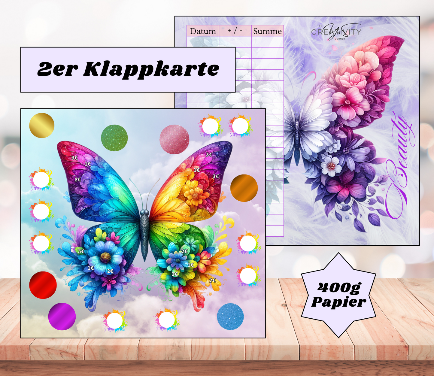Sparchallenge "Beauty" Zweier-Klappkarte, A6, 400g Papier