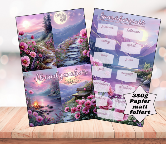 Mini-Jahreschallenge "Abendzauber", gelocht und matt foliert für A6, Papier 350g