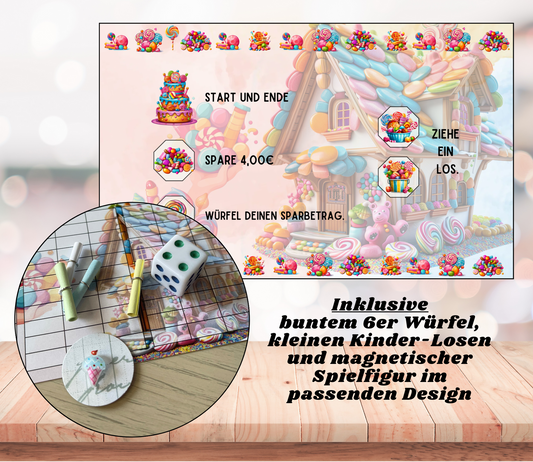 Kinder-Sparspiel "Süßigkeitenhaus", A6, foliert
