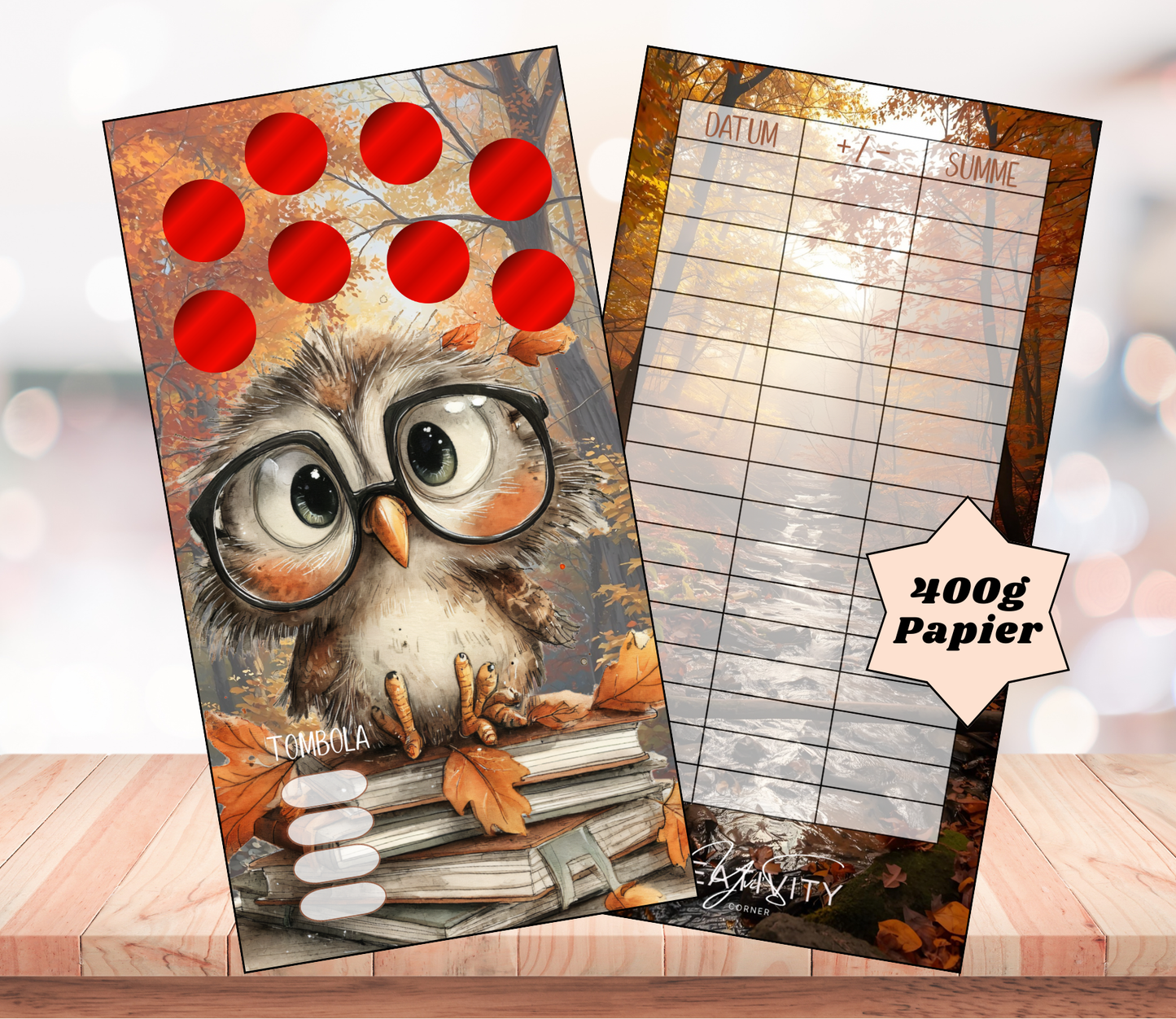 Sparchallenge „Leseeule", A6, Papier 400g