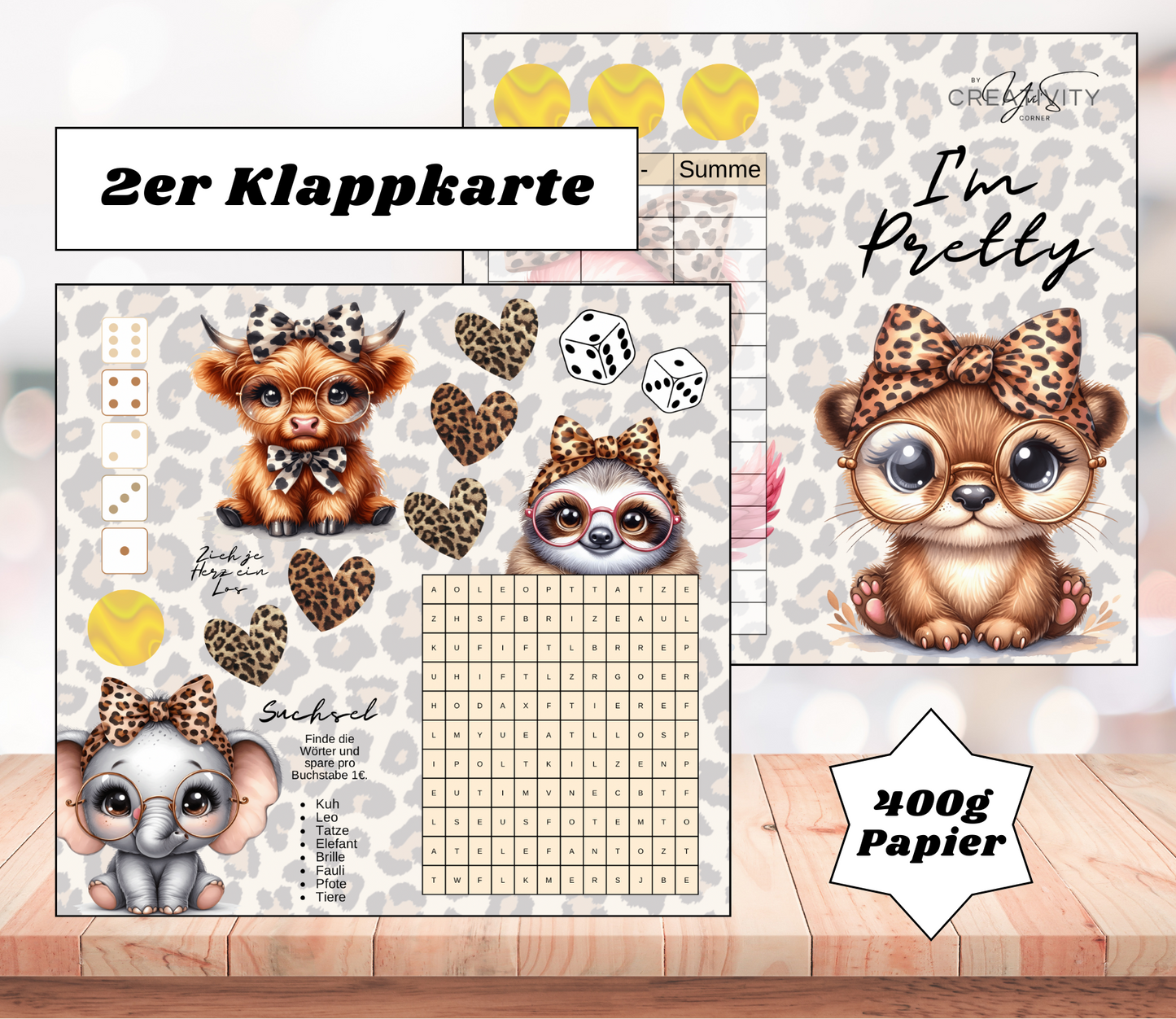Sparchallenge "I‘m Pretty" Zweier-Klappkarte, A6, 400g Papier