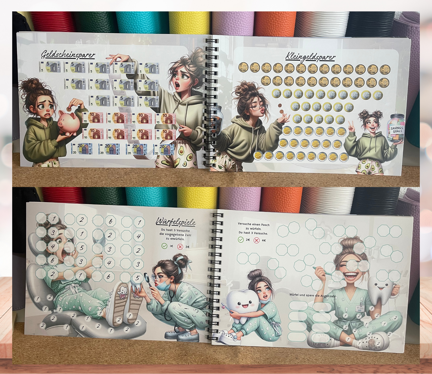 Sparbuch „All in one“ + Deckblatt, A5, Spiralbindung