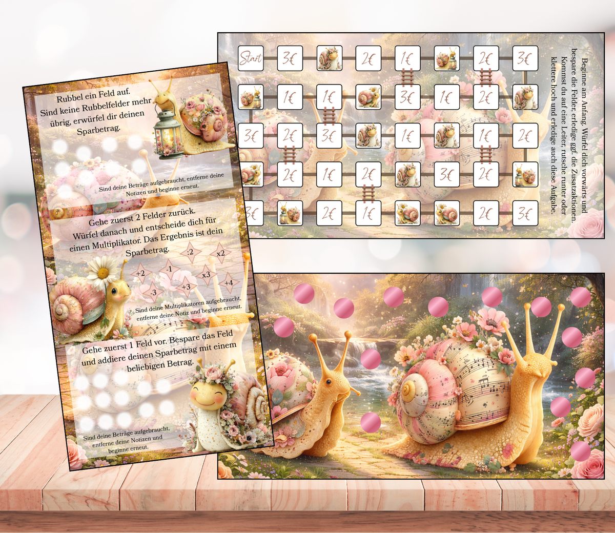 Sparchallenge-Set „das Schneckenrennen" A6, matt foliert