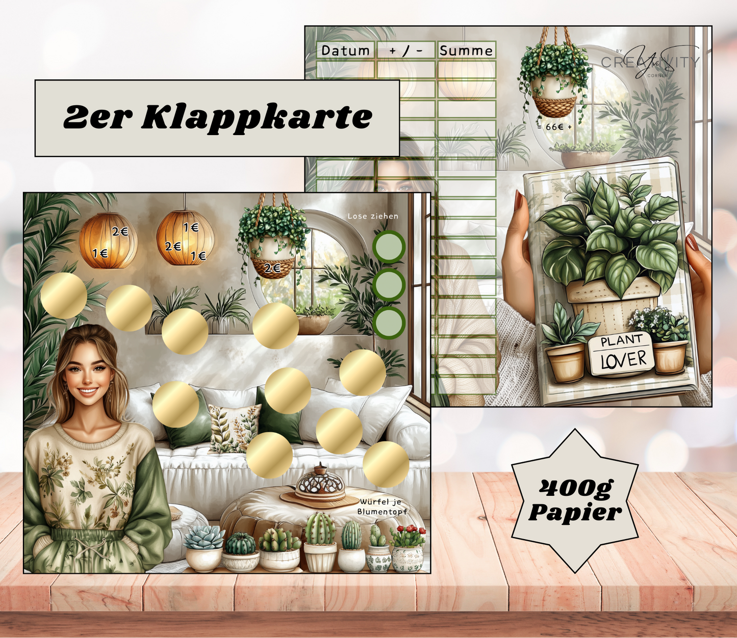 Sparchallenge "Plant Lover" Zweier-Klappkarte, A6