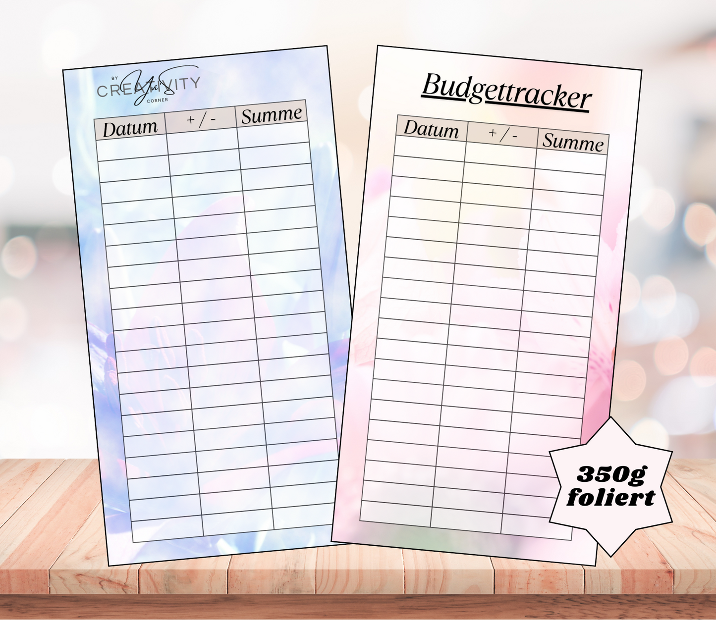 Budgettracker, foliert, A6, Papier 400g
