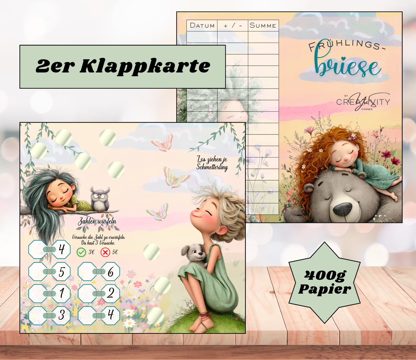 Sparchallenge "Frühlingsbrise" Zweier-Klappkarte, A6, 400g Papier