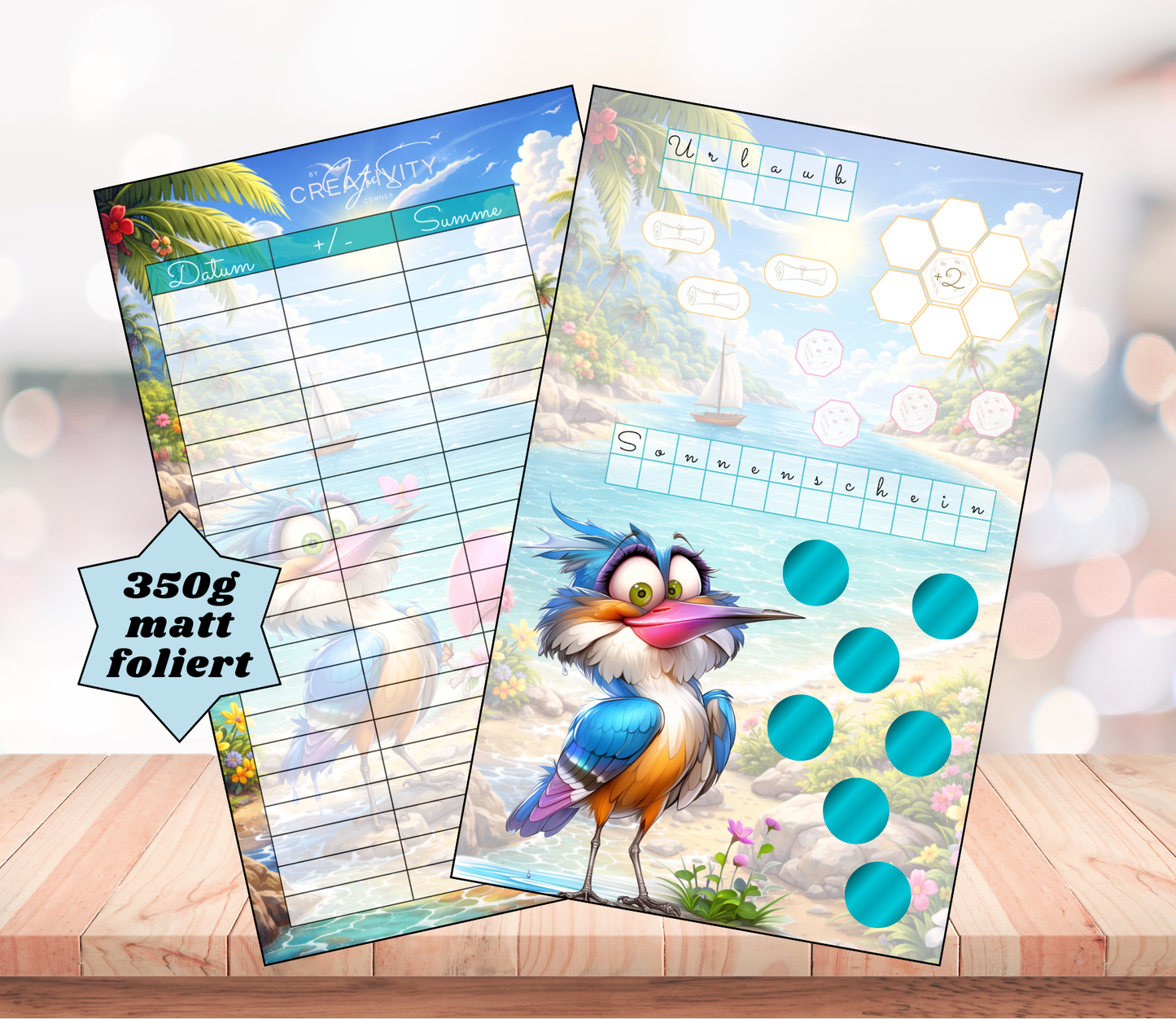 Sparchallenge "Sommerurlaub", A6, Papier 350g foliert