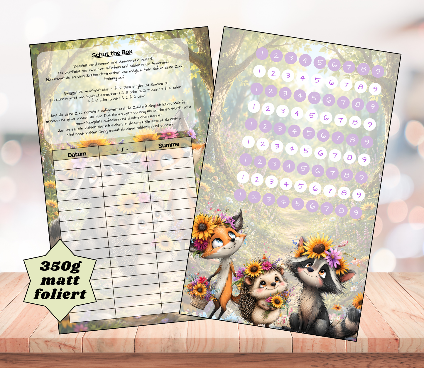 Sparchallenge "Shut the Box 2.0", A6 zum abheften, Papier 350g foliert