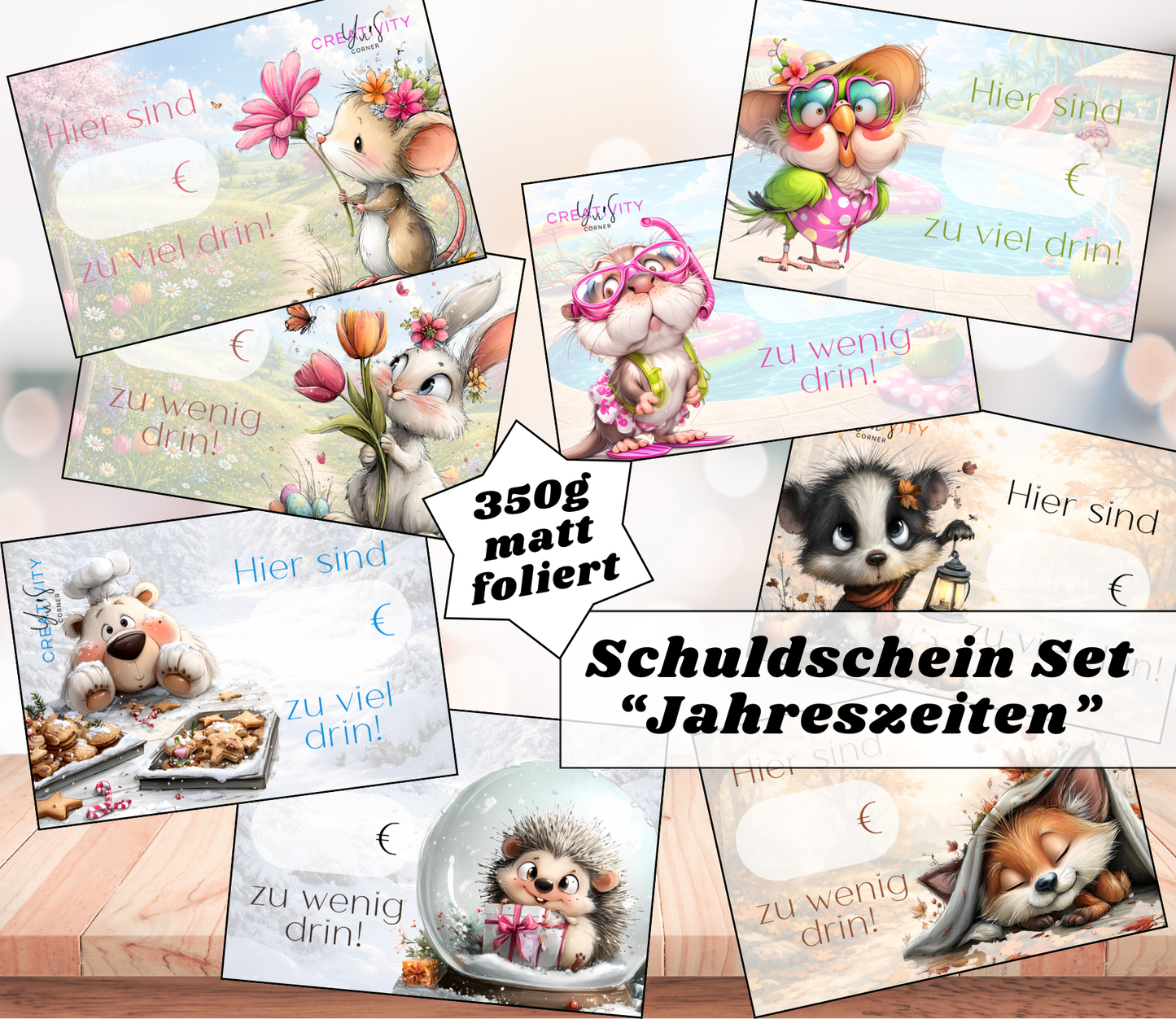 Schuldscheine „Jahreszeiten“ / foliert /beidseits bedruckt