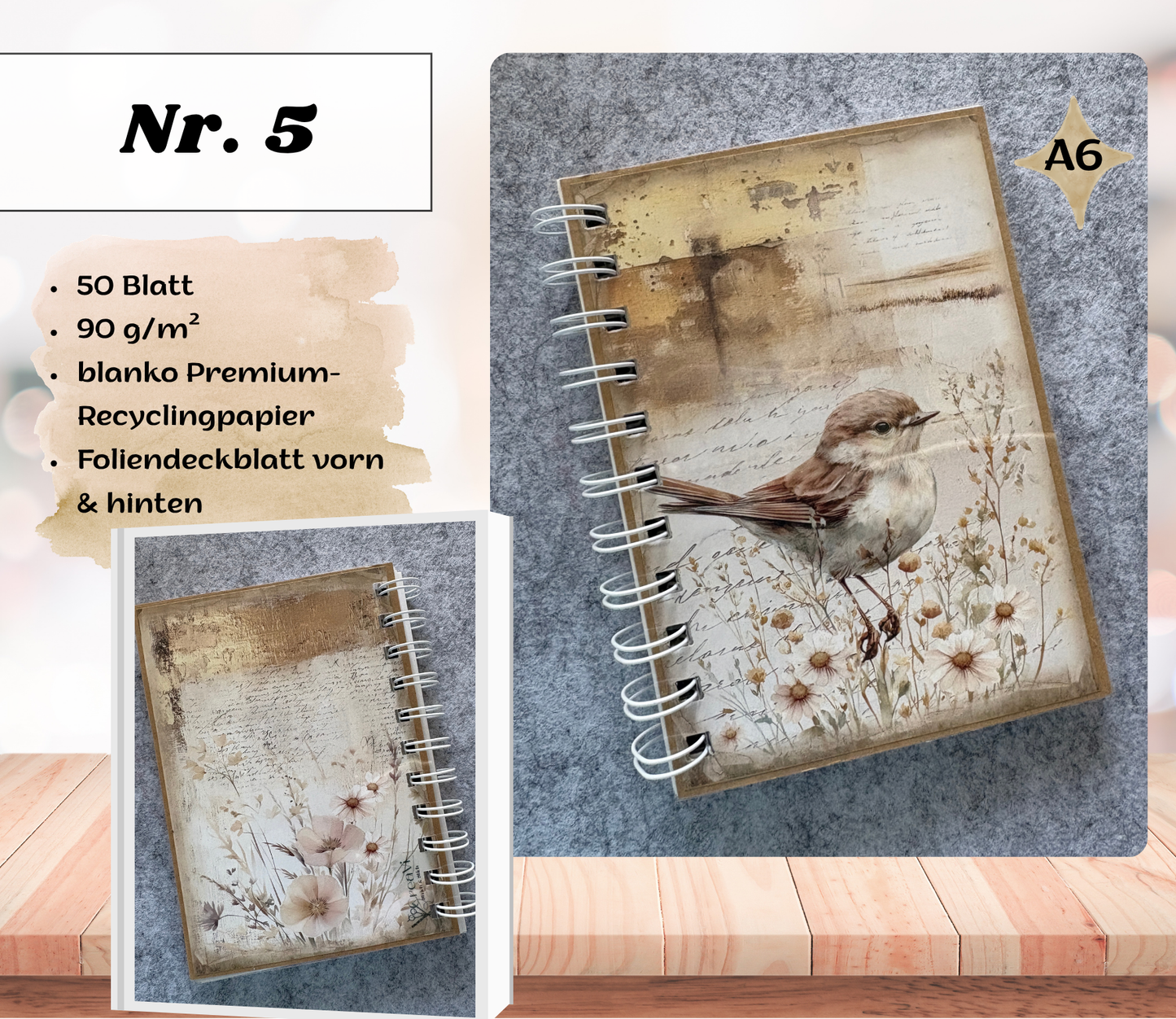 A6 Büchlein „Kleine Herzensmomente" – handgefertigtes Notizbuch, 5 Designs zur Auswahl