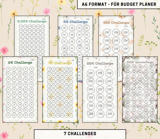 Set “einfache SparChallenges”, A6 selbst Ausdrucken💡KEIN physischer Artikel💡