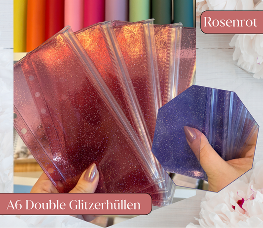Glitzer Double Druckverschlusshüllen A6 (5 Stück)