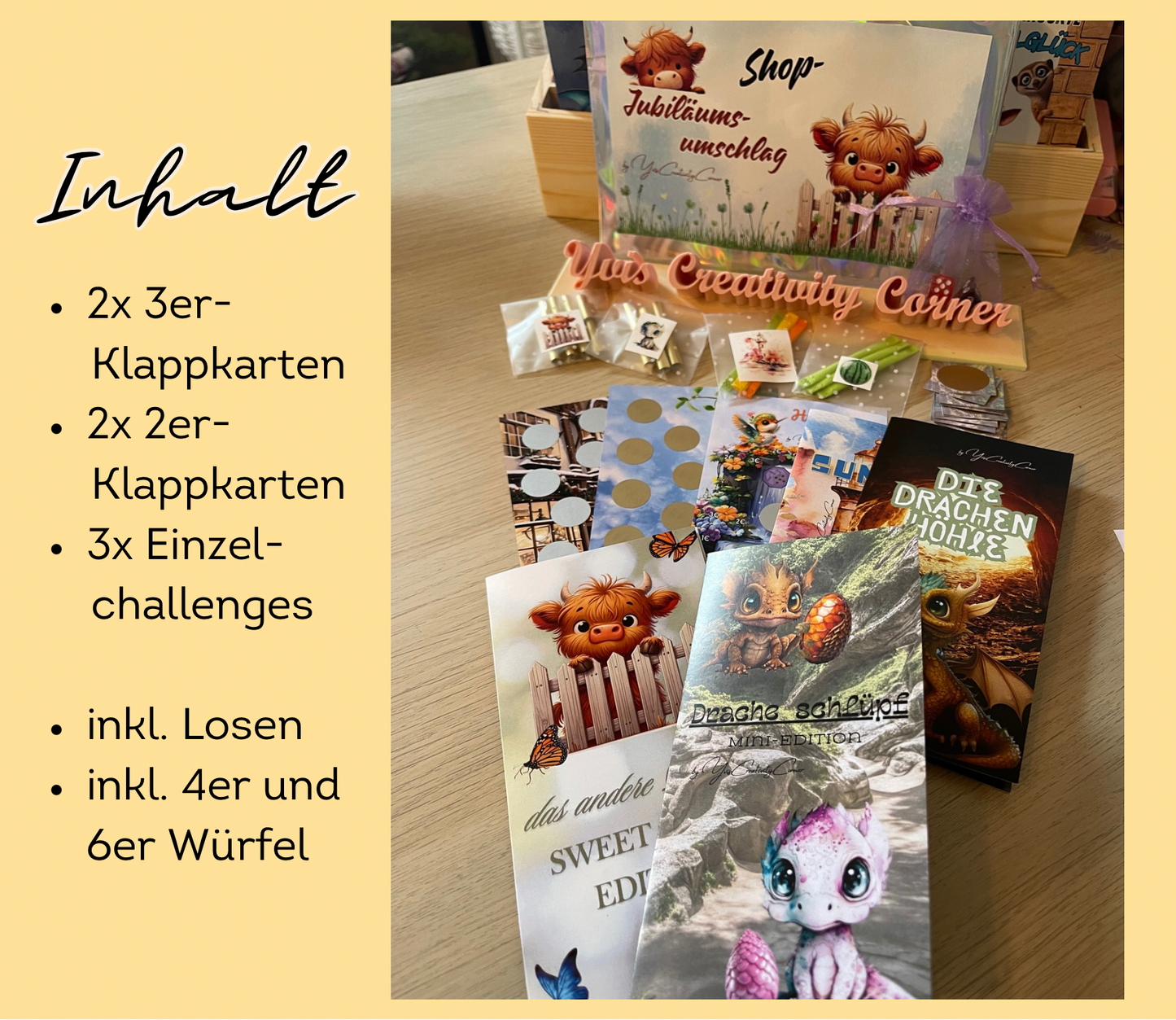 Shop-Jubiläumsumschlag mit 7 Challenges, A6, Papier 250g