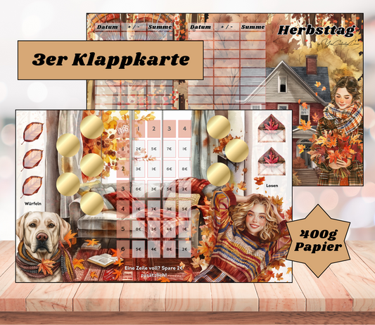 Sparchallenge "Herbsttag" Dreier-Klappkarte, A6