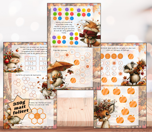 Sparchallenge-Set "goldener Herbst", gelocht und matt foliert für A6, Papier 350g