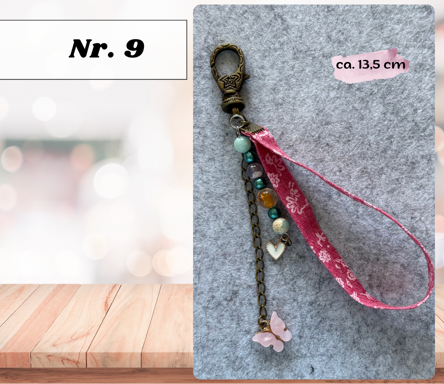 Schlüsselanhänger mit Perlen & Charms – handgefertigt, 10 Designs