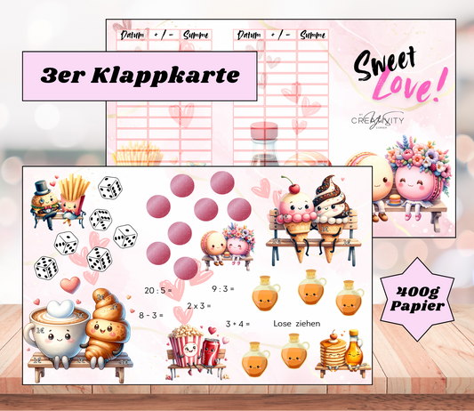 Sparchallenge "Sweet Love" Triple-Klappkarte, A6, 400g Papier