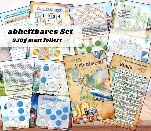 Sparchallenge-Set "Urlaubszeit", matt foliert für A6, Papier 350g