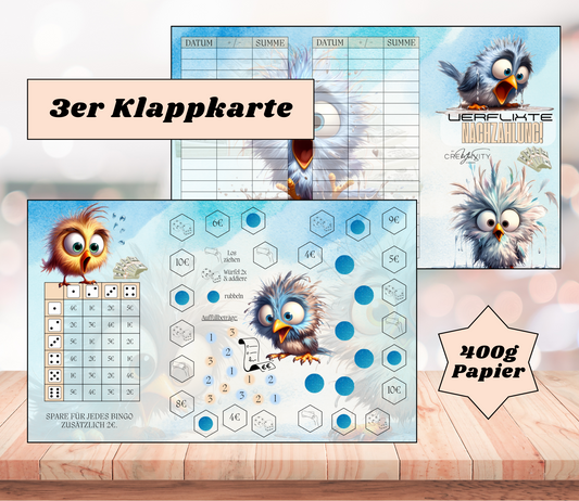 Sparchallenge "Nachzahlung" Triple-Klappkarte, A6, 400g Papier