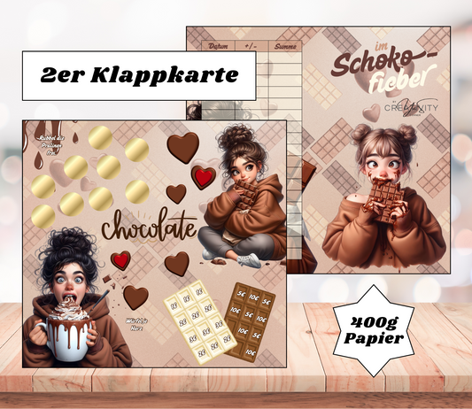 Sparchallenge "Schoko-Fieber" Zweier-Klappkarte, A6, 400g Papier